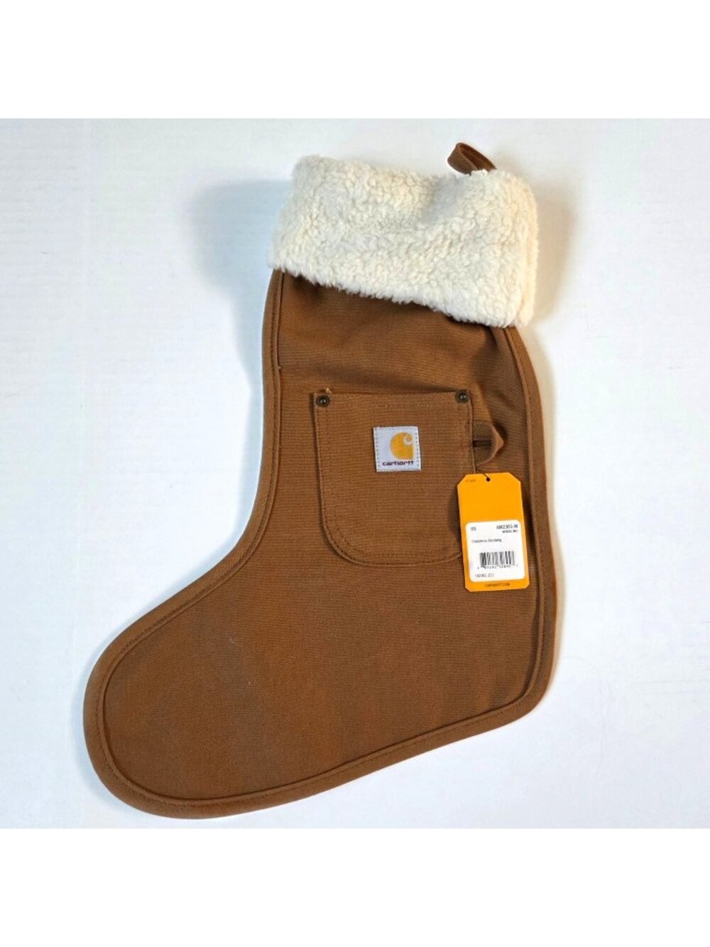 Carhartt Christmas Stocking Brown Duck Canvas Sherpa Trim NEW